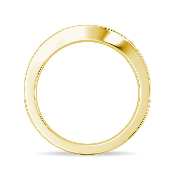 V Curved Moissanite Wedding Band with Pavé Setting