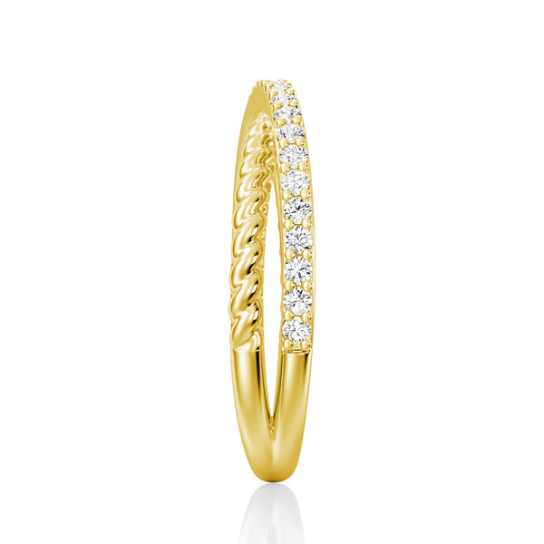 Modern Edge Twisted Rope Crisscross Diamond Ring
