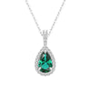 1 CT. Pear Shaped Emerald Pendant with Pavé Diamond Halo