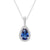 1 CT. Pear Shaped Sapphire Pendant with Pavé Diamond Halo