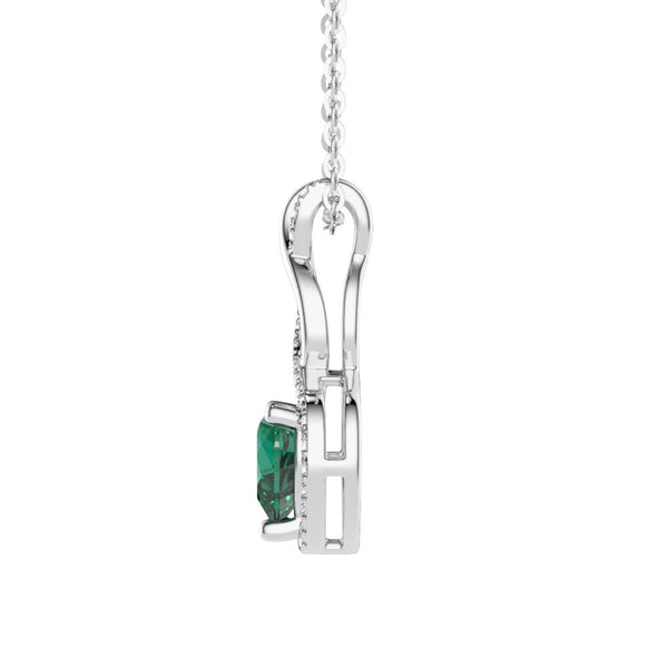 1 CT. Emerald Infinity Heart Pendant with Diamonds