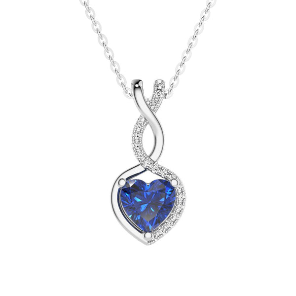 1 CT. Sapphire Infinity Heart Pendant with Diamonds