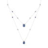 2.98 CT. Pear & Emerald Cut Sapphire Halo Layered Necklace