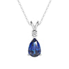 1.7 CT. Pear Blue Sapphire Solitaire Pendant with White Sapphire