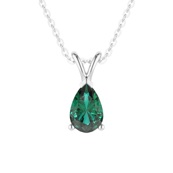 1.5 CT. Pear Shaped Emerald Solitaire Pendant