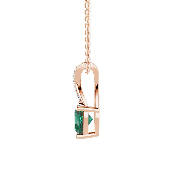 1.16 CT. Solitaire Heart Emerald and White Sapphire Pendant