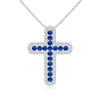Blue Sapphire and White Sapphire Cross Pendant