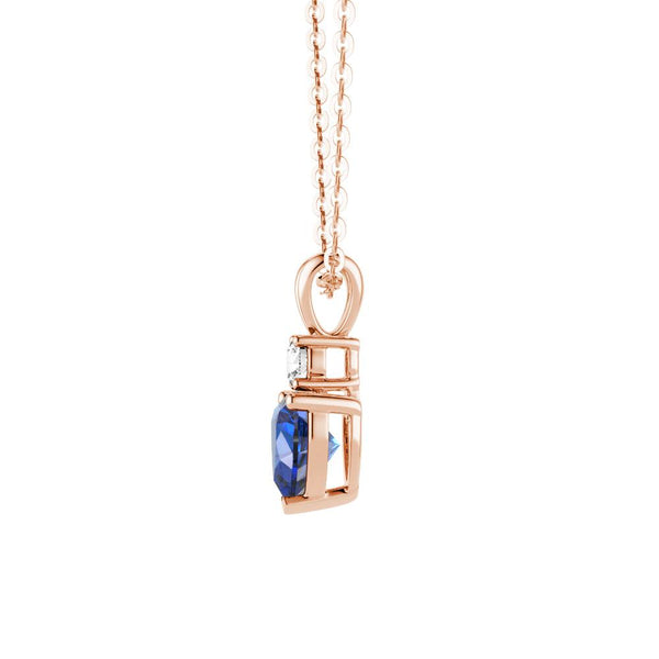 1.8 CT. Heart Blue Sapphire Solitaire Pendant with White Sapphire
