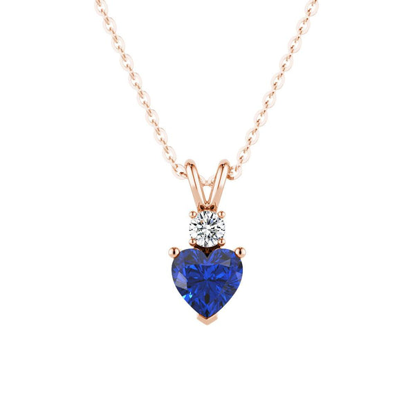 1.8 CT. Heart Blue Sapphire Solitaire Pendant with White Sapphire