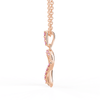"Faith Over Fear" Ribbon Necklace In Rose Gold With Pavé Pink Sapphires