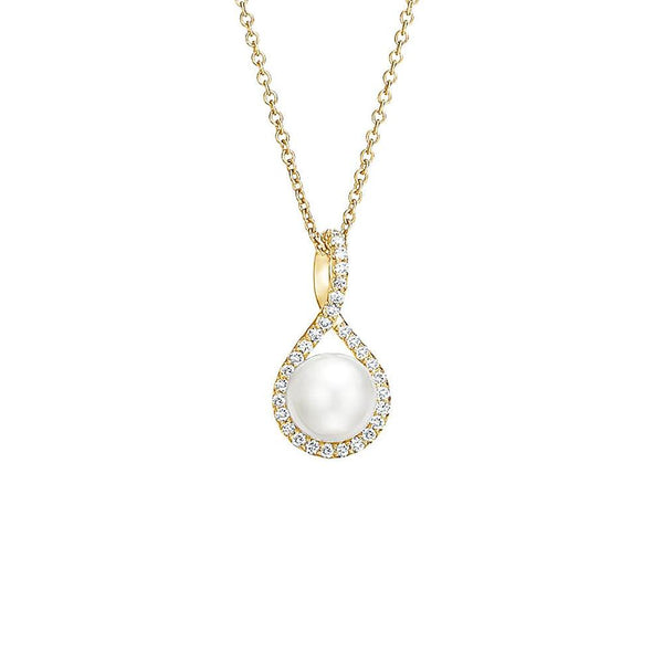 8mm Pavé Twist Freshwater Cultured Pearl Pendant