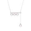 6mm Freshwater Cultured Pearl Balance Beam Necklace with Moissanite Pavé