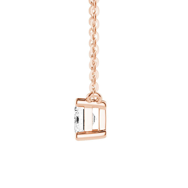 East West Emerald Cut Moissanite Solitaire Necklace