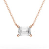 East West Emerald Cut Moissanite Solitaire Necklace