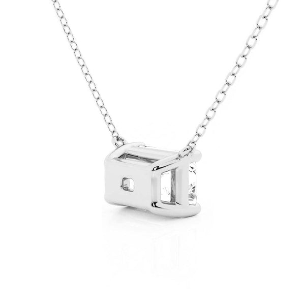 East West Emerald Cut Moissanite Solitaire Necklace