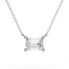 East West Emerald Cut Moissanite Solitaire Necklace
