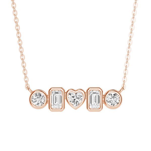 1 CT. Multi Shape Moissanite Bezel Five Stone Fashion Pendant Necklace