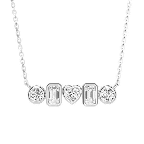 1 CT. Multi Shape Moissanite Bezel Five Stone Fashion Pendant Necklace