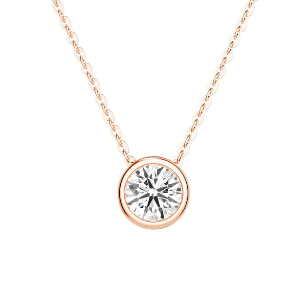 1 CT. Round Cut Moissanite Bezel Set Pendant Necklace