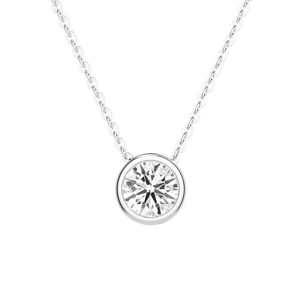 1 CT. Round Cut Moissanite Bezel Set Pendant Necklace