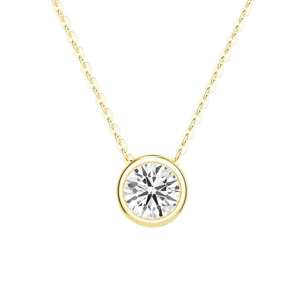 1 CT. Round Cut Moissanite Bezel Set Pendant Necklace