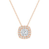 Cushion Cut Pavé Moissanite Halo Pendant Necklace