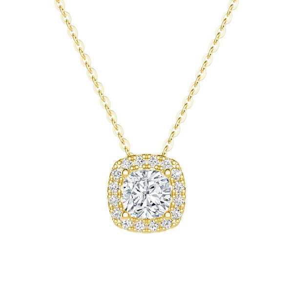 Cushion Cut Pavé Moissanite Halo Pendant Necklace