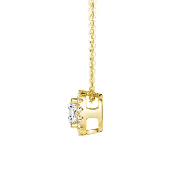 Cushion Cut Pavé Moissanite Halo Pendant Necklace