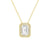 Emerald Cut Pavé Moissanite Halo Pendant Necklace