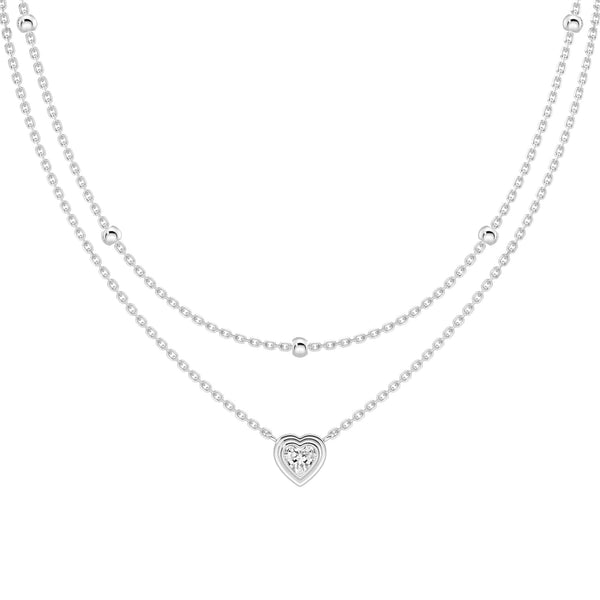 Layered Heart Lab Grown Diamond Necklace