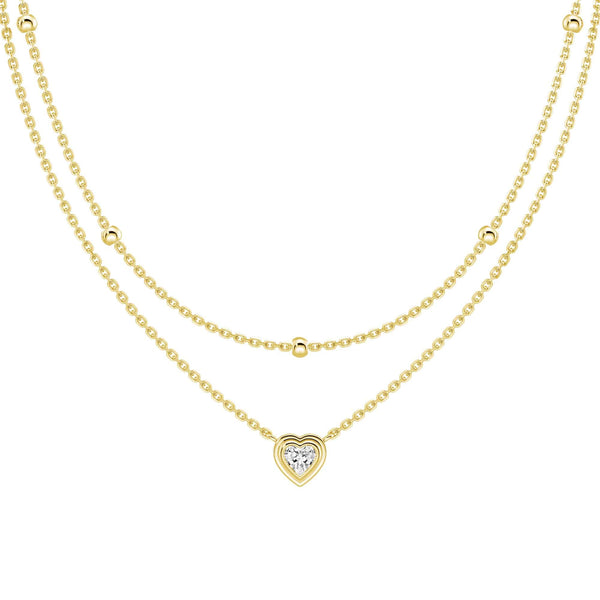 Layered Heart Lab Grown Diamond Necklace