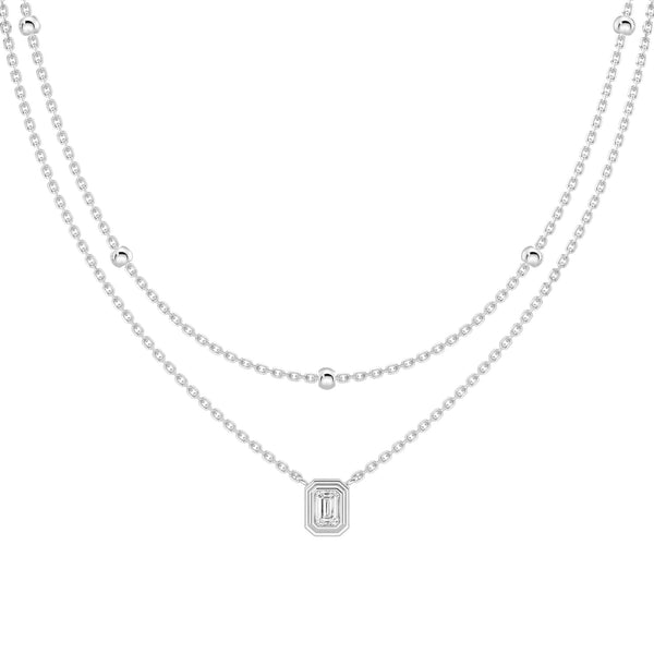Layered Emerald Cut Lab Grown Diamond Necklace