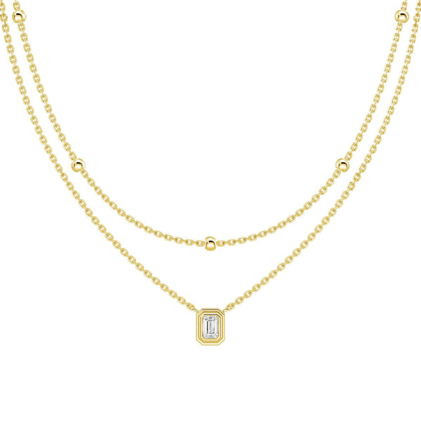 Layered Emerald Cut Lab Grown Diamond Necklace