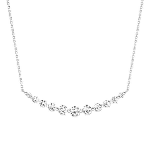 Lab Grown Diamond Eleven Stone Curved Bar Necklace