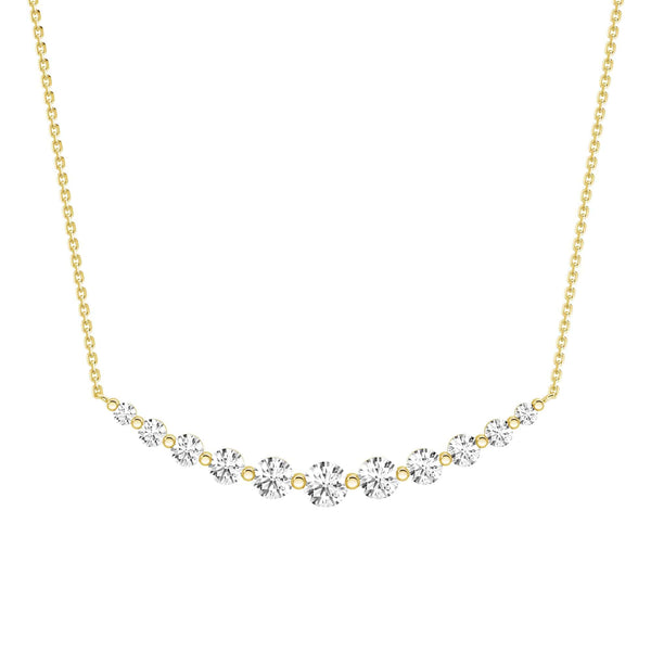 Lab Grown Diamond Eleven Stone Curved Bar Necklace