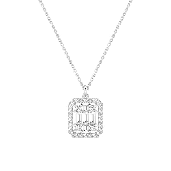 Infinity Halo Lab Grown Diamond Rectangular Cluster Necklace
