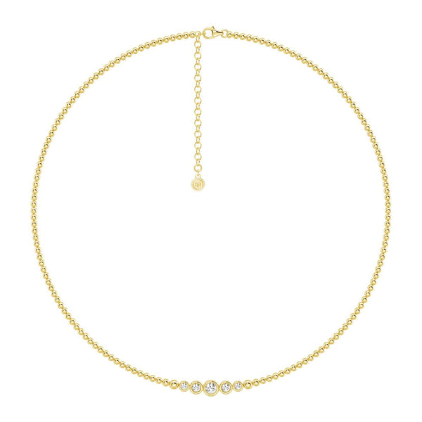 Lab Grown Diamond Five Stone Beaded Necklace