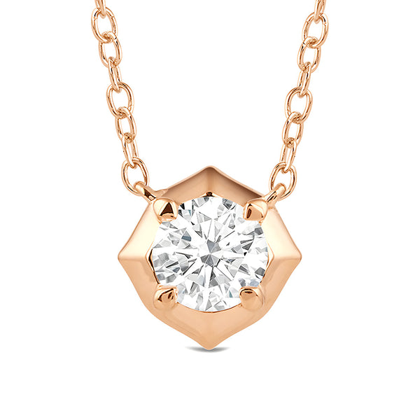 Hexagonal Lab Grown Diamond Solitaire Pendant Necklace