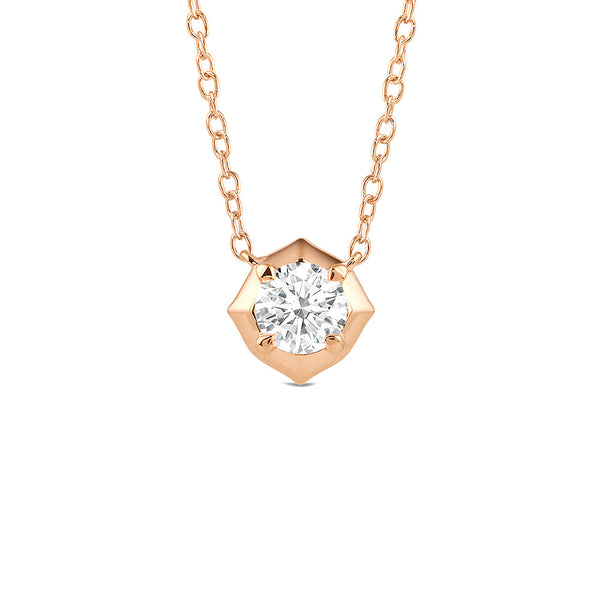 Hexagonal Lab Grown Diamond Solitaire Pendant Necklace