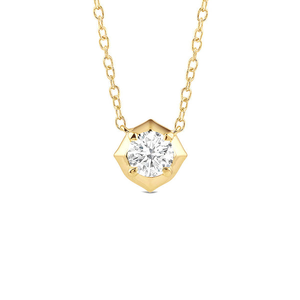 Hexagonal Lab Grown Diamond Solitaire Pendant Necklace