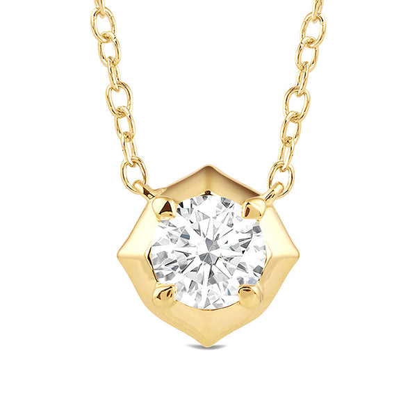 Hexagonal Lab Grown Diamond Solitaire Pendant Necklace