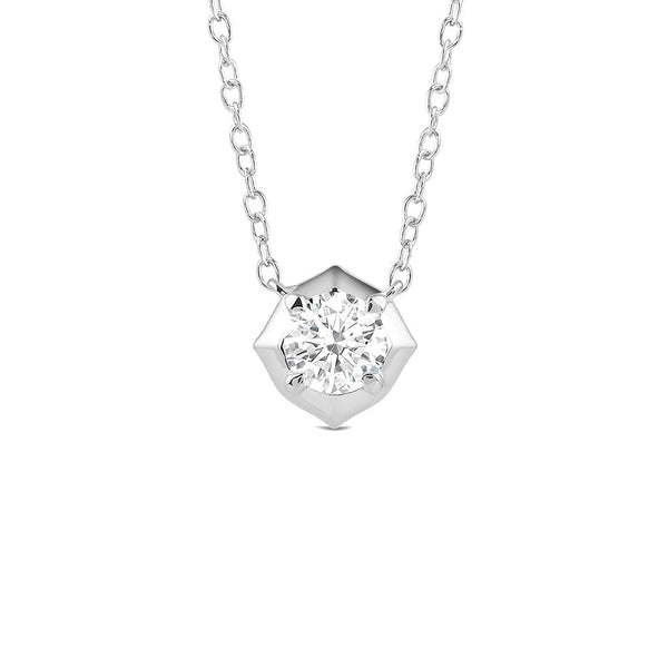 Hexagonal Lab Grown Diamond Solitaire Pendant Necklace