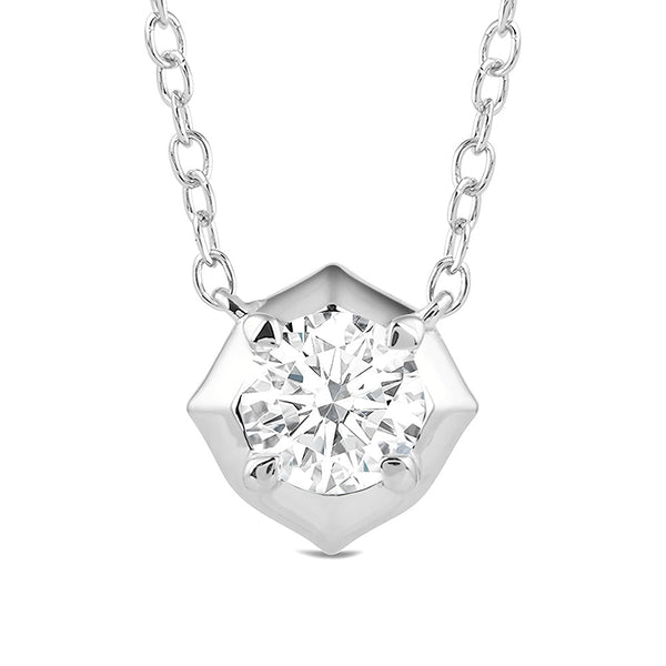 Hexagonal Lab Grown Diamond Solitaire Pendant Necklace