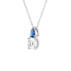 Toi Et Moi Sapphire and Cushion Cut Lab Grown Diamond Pendant Necklace