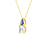 Toi Et Moi Sapphire and Cushion Cut Lab Grown Diamond Pendant Necklace