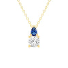 Toi Et Moi Sapphire and Cushion Cut Lab Grown Diamond Pendant Necklace