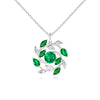 Round and Marquise Emerald Olive Branch Statement Necklace Pendant