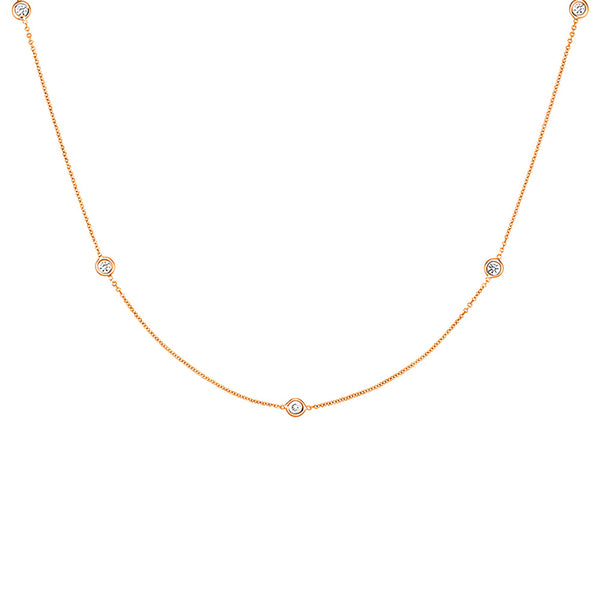 Bezel Set Delicate Beaded Chain Necklace
