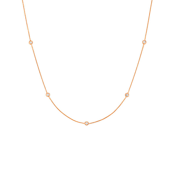 Bezel Set Delicate Beaded Chain Necklace