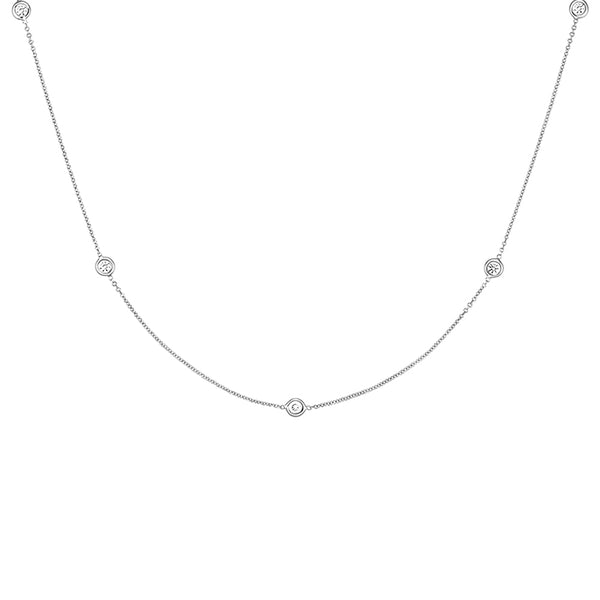 Bezel Set Delicate Beaded Chain Necklace
